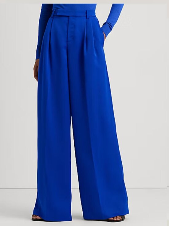 Lauren Ralph Lauren Pants - Lauren Ralph Lauren Women's Pleated Satin Crepe Wide-Leg Pant 12